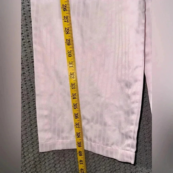 Oscar de la Renta Vintage Embossed Stripes 2 Piece Pajama Set Pink Size Medium - Picture 15 of 16